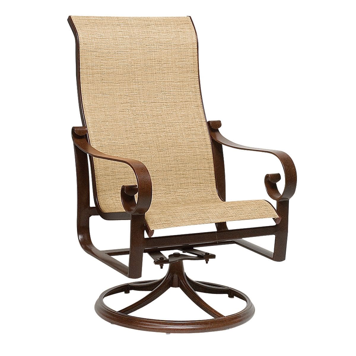 Woodard - Belden Sling High Back Swivel Rocking Dining Armchair